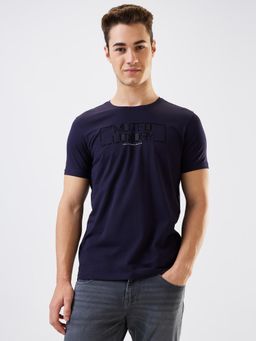 Spykar - Men Blue Slim Fit Printed Half Sleeve Casual T-Shirt