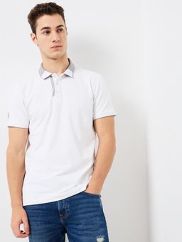 Spykar - Men White Slim Fit Solid Half Sleeve Casual Polo T-Shirt