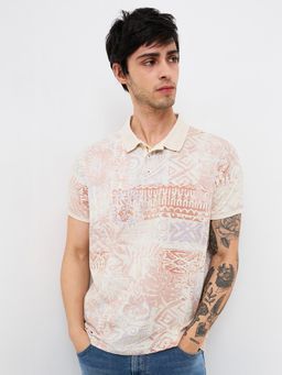 Spykar - Men Multi-Color Slim Fit Printed Half Sleeve Casual Polo T-Shirt