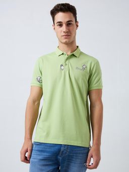 Spykar - Men Green Slim Fit Graphic Half Sleeve Casual Polo T-Shirt