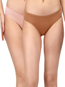 SOIE - Women's Cotton spandex Lace brief-Multi-Color -Pack of 2