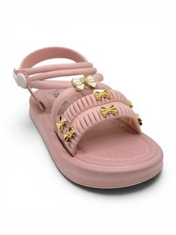 Lil Lollipop - Girls Bow Applique Detailed Button Closure Sandals Pink