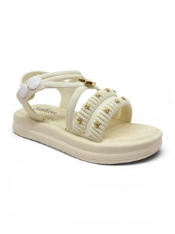 Lil Lollipop - Girls Bunny Applique Detailed Button Closure Sandals Cream