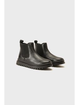 One Friday - Boys Black Leather Chelsea Boots