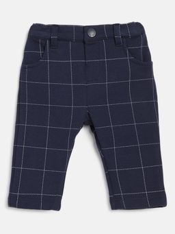 Chicco - Boys Navy Blue Checks Long Trouser