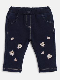 Chicco - Girls Navy Blue Applique Long Trouser