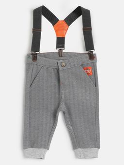 Chicco - Boys Medium Grey Solid Long Trouser with Suspenders