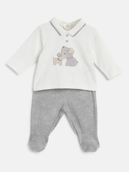 Chicco - Boys Grey Embroidered Sweater with Leggings