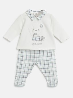 Chicco - Boys White Applique Sweater with Leggings