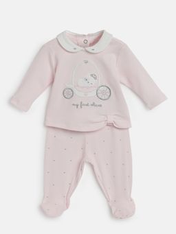 Chicco - Girls Light Pink Applique Sweater with Leggings