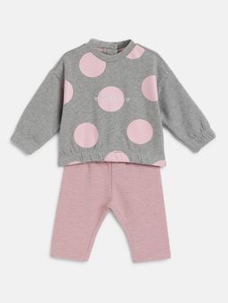 Chicco - Girls Light Grey Printed Sweatshirt with Leggings