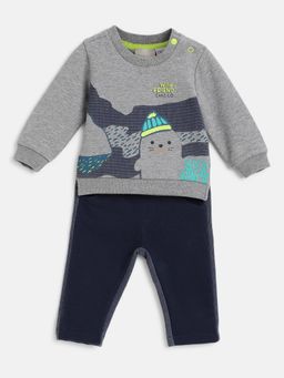Chicco - Boys Dark Blue Printed Sweatshirt with Trouser