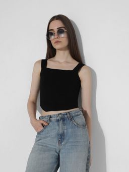 ONLY - Black Fine-Knit Corset Top