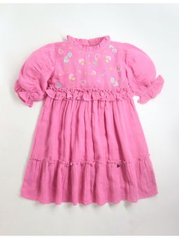 CHERRY CRUMBLE BY NITT HYMAN - Girls Pink Fit & Flare Dress