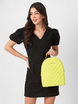 Caprese - Women Yellow Riko Textured Fashion Yellow Backpack (M)