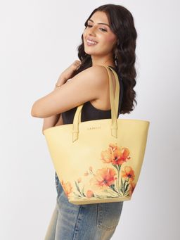Caprese - Women Yellow Chloe 1Floral Satchel Bag (L)