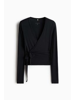 H&M - Women Black Sports Wrap Top In Modal