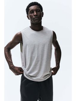 H&M - Men Grey Regular Fit Sports Vest Top with Drymove