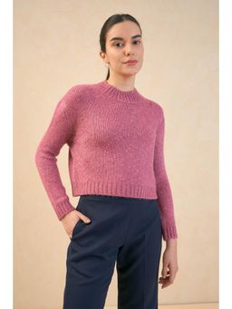 SALT Attire - Eloise Mock Dropped Shoulders Melange Sweater