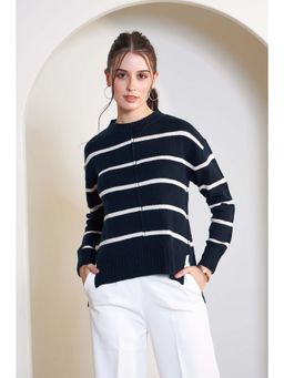 SALT Attire - Penelope Crew Neckline Stripes Pattern Sweater