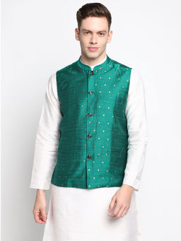Devoiler - Men Green Printed Nehru Jacket