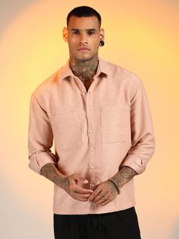 Campus Sutra - Men'S Blush Pink Chevron-Woven Utility Shirt