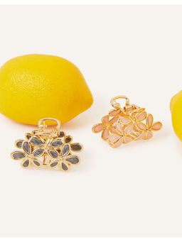 Accessorize London - Womens Gold 2 Flower Hair Claw Clips