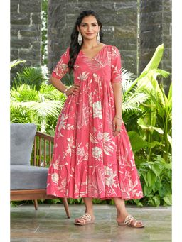 Gahan - Womens Pink Elegant Flared Dress