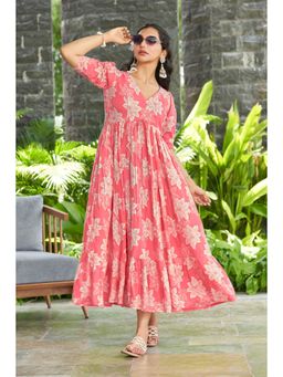 Gahan - Womens Pink Elegant Flared Dress