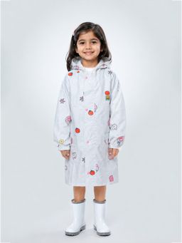 Little Surprise Box - Strawberry & Bunny Knee-Length Raincoat for Kids