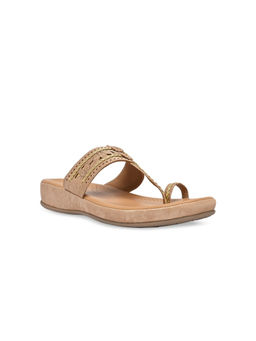 ROCIA - By Regal Beige Women Kolhapuri Flat Comfort Sandals