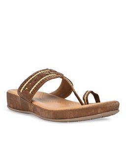 ROCIA - By Regal Brown Women Kolhapuri Flat Comfort Sandals