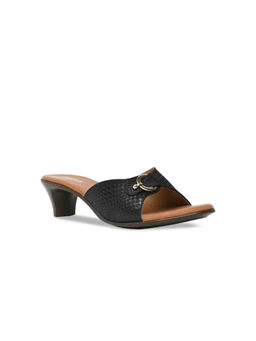 ROCIA - By Regal Black Women Textured Sandal Heels