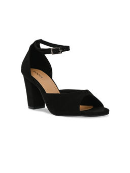 ROCIA - By Regal Black Women Ankle Strap Block Sandal Heels