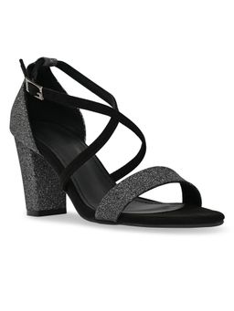 ROCIA - By Regal Grey Women Shimmery Ankle Strap Block Heels