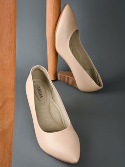 ROCIA - By Regal Beige Women Stacking Heel Pumps