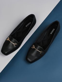 ROCIA - By Regal Black Women Square Toe Workwear Loafers