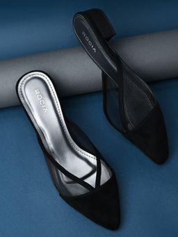 ROCIA - By Regal Black Women Block Heel Mules