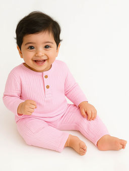 Moms Home - Shirt And Pant Co-Ord Set For Kids-Pink