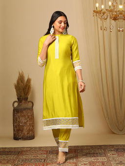 Globus - Lime Green Kurta with Pant (Set of 2)