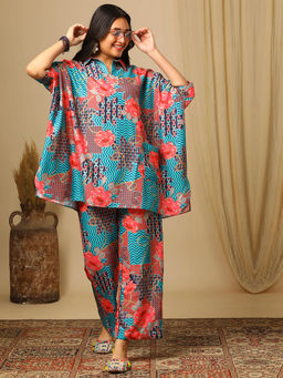 Globus - Blue Floral Printed Co-Ord (Set of 2)