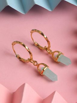 CLARA - 925 Sterling Silver Gold Rhodium plated Aqua Hoop Drop Earrings for Women and Girls