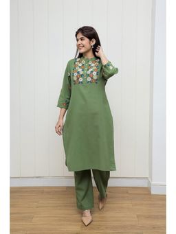AADEWS - Augusta Green Cotton Kurta with Pant