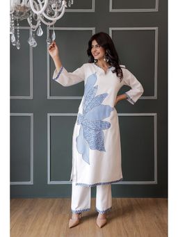 AADEWS - Laila White Embroidery Kurta with Pant