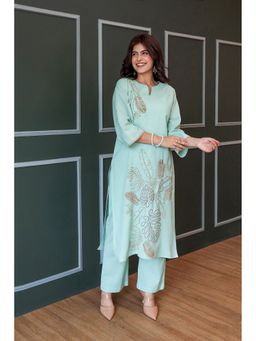 AADEWS - Laila Sage Green Embroidery Kurta with Pant