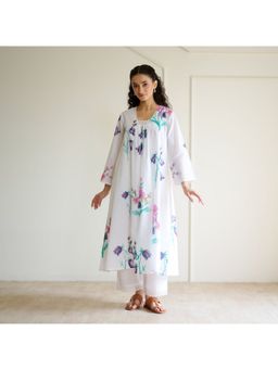 Rustorange - Liliet Cotton Kurta Set with Mulmul Slip Sharp White Kurta with Pant