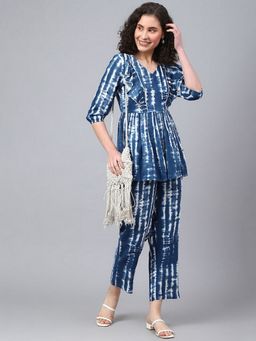 Deebaco - Tie-Dye Front Frill Pure Rayon Co-Ord