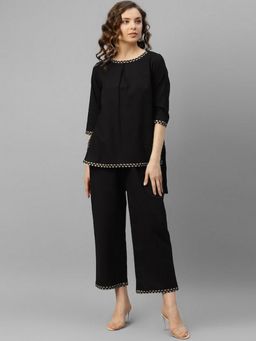 Deebaco - Women Black Pure Cotton Co-Ord