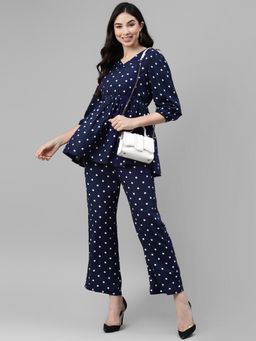 Deebaco - Polka Dots Flared Pure Rayon Co-Ord
