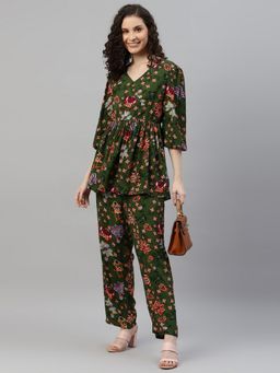 Deebaco - Green Printed Women Pure Rayon Co-Ord